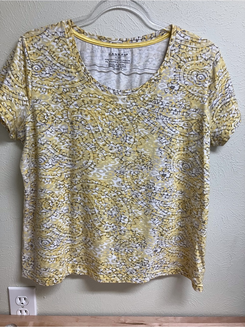 Hannah Yellow Paisley Scoop Neck Short Sleeve Tee